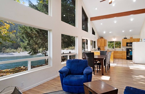 Baring Cabin | Dog-friendly riverfront cabin w/Private Hot Tub, Wood Stove, near Ski resort