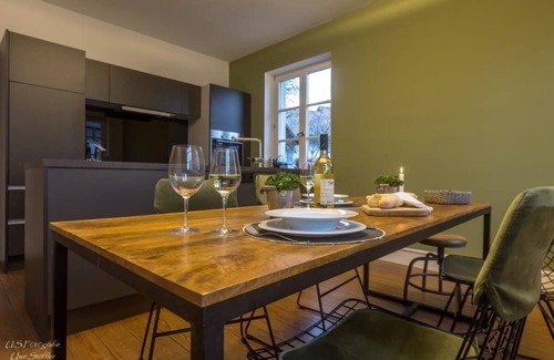 Blaufelden House | Elegant & historic country house, high ceilings, fenced garden, fireplace, infrared cabin.