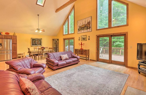 Gouldsboro Cabin | Fire Pit, Indoor Pool Access: Big Bass Lake Cabin