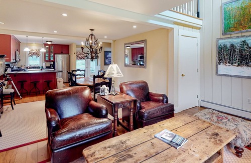 Stowe Area Condo | Golf-course condo with fireplace, WiFi, pools & hot tub - walkable location