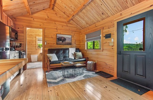 Shippenville Cabin | Hidden Creek Hideaway w/Hot Tub & Views + Fire Pit