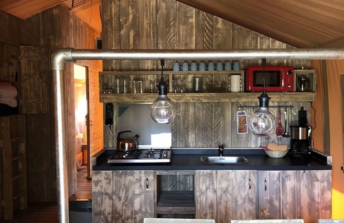 's-Gravenzande RV Rental | Homely Tent with Kitchen & Shower near Beach & Campsite