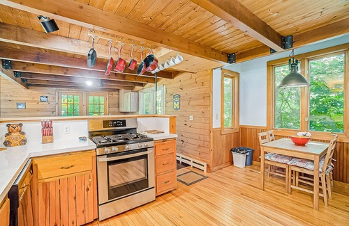 Benzonia House | Inviting home in great location with large deck, firepit, gas grill & streaming