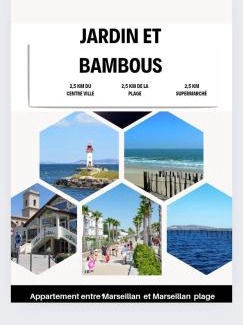 Marseillan Apartment | Jardin et bambous, studio cosy, classé 2 étoiles