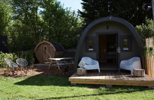 Jubbega Ski Chalet | Knusse Glamping Pod met privé sauna & uitzicht