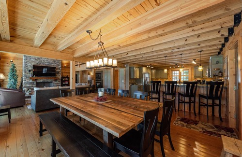 Swanton House | Lake 'N Logs: Lakefront, Dock, Outdoor Fireplace, Hot Tub, Game Tables