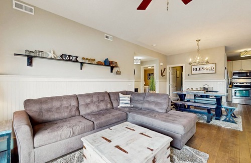 La Follette House | Lakefront home with decks, shared pool, clubhouse, golf close by, Wi-Fi