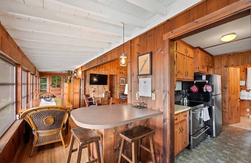 Brant Lake House | Lakefront house with dock, sandy beach, full kitchen, gorgeous views