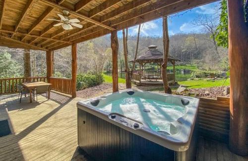 Mars Hill House | Lakeside Cabin - 2 Fireplaces-Hot Tub-Game Room
