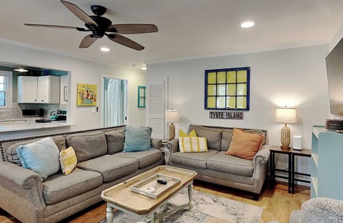 Tybee Island House | Little Blue Beach House | Fire Pit, Outdoor Shower