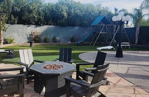 Canyon Gate Villa | Luxury Villa, with bonus pool house, Private Pool, Hot tub, rock water fall and slide, putting green, basketball, shuffle board, play gym, privately gated on circular driveway.