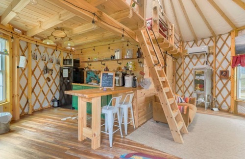 Dugspur House | Magical Riverside Yurt, hot tub & the BRPW, pet friendly near Floyd, Va