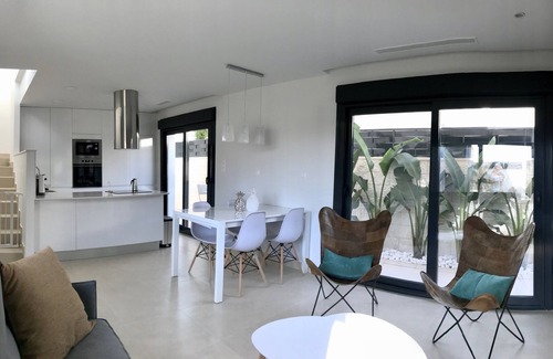 Benijofar Villa | Magnificent modern villa with private heated jacuzzi pool with mountain views