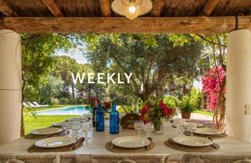 Cubelles Villa | Masia Sitges Mas Peirot Geniune Farmhouse 20 min walk from beaches 60 Heactares of Wine Fields Garden AC Until 18 people