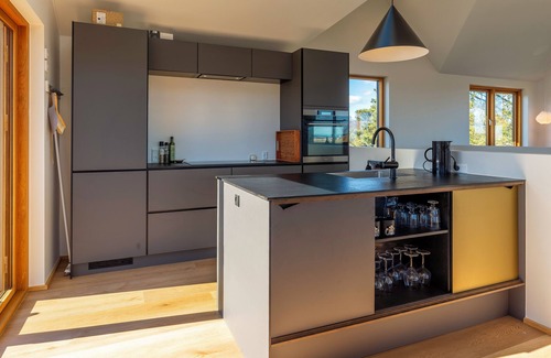 Grena Strand Cottage | Modern vacation home: sea view, 4 bedrooms, 2 bathrooms, beach 100 m, terrace