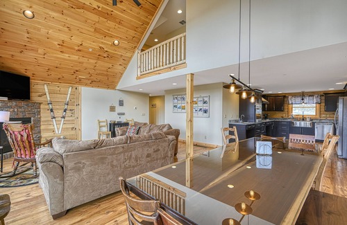 McHenry Cabin | Mountain-view home with hot tub, elevator, balcony, WiFi, AC, & pool table
