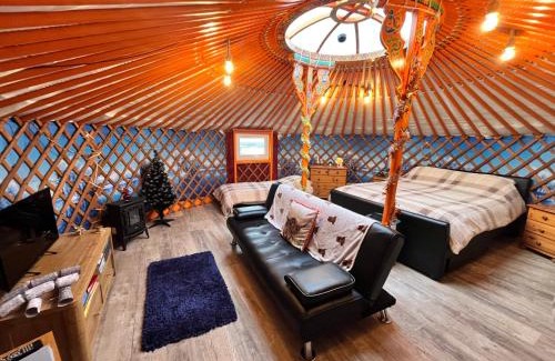 Turriff House | Orange Yurt with Hot Tub- Sleeps 3 Parking & WiFi