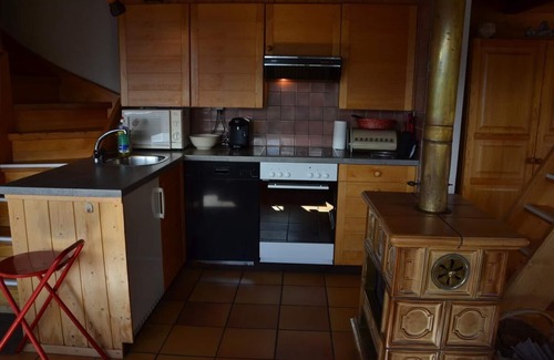 Chandolin Ski Chalet | Outside : chalet in Chandolin, for 4-6 persons, balcony, terrace, lawn with garden furnitureInside :