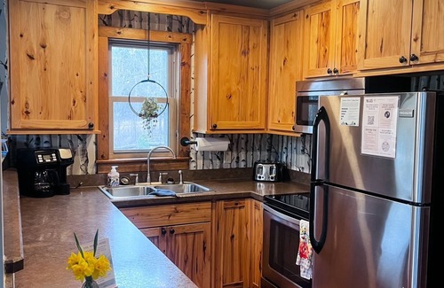 Butler Cabin | Pine Lane is your cozy, pet-friendly escape -w/hot tub, fire pit, & peaceful vibes near Mohican