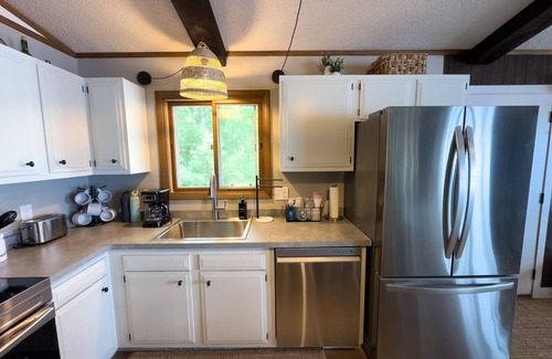 Iron River Cabin | Pontoon Rental Lakefront Stay with Bonfire