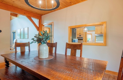 Dublin House | Private lakefront home with dock, forest views, balconies, game room, and cozy indoor charm