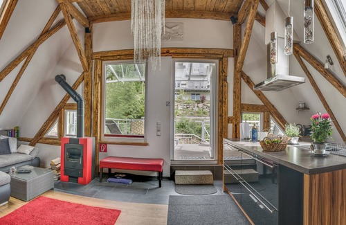 Schonach im Schwarzwald Apartment | Romantic maisonette apartment with sauna, fireplace, campfire and large garden
