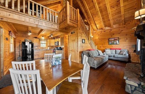 Logan Cabin | Romantic Log Cabin Hot Tub Fireplace View