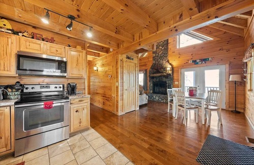 Logan Cabin | Romantic Log Cabin Hot Tub Fireplace View