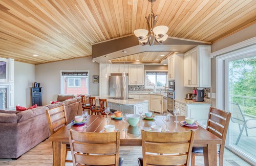 Pacific City House | Stellar Home with Panoramic Ocean Views, Two Decks, Hot Tub, Oceanview Firepit!