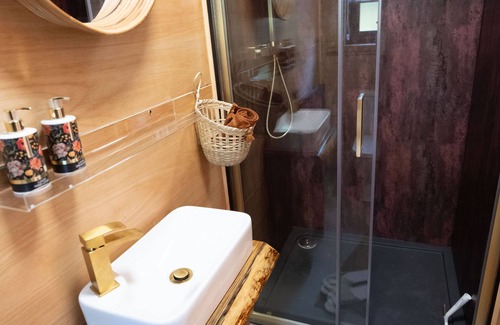 Graigfechan Cabin | Stunning Scandinavian A Frame lodge with outside bathtub