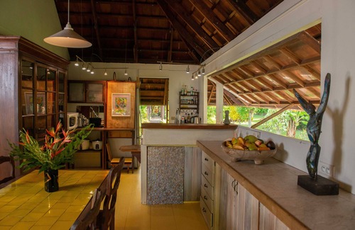 Cook's Bay Villa | Tahiti beach house, beachfront wooden villa on tilts, under trade winds, Moorea