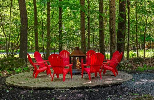Pocono Lake House | Tawny and Peaceful Game Room Firepit PatioDeck Workspace
