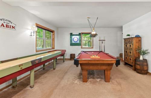 Pocono Lake House | Tawny and Peaceful Game Room Firepit PatioDeck Workspace