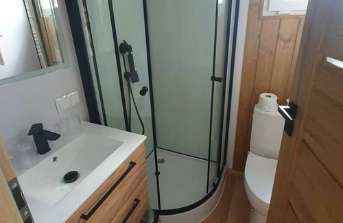 Schwielochsee House | Tiny House 1 - Tiny House am See mit Kamin