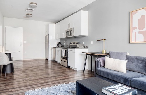 St. Elizabeth's Apartment | Trendy Brighton 1BR w/W/D, Gym, near T, Shops + Dining, by Blueground