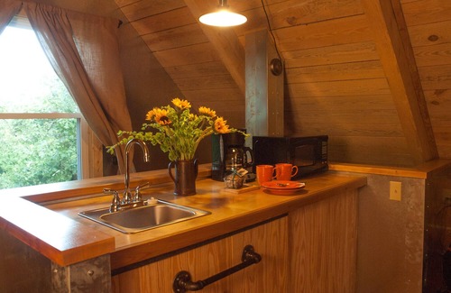 Eureka Springs Cabin | Valerian Cabin at Lake Lucerne Resort and Ranch Treehouse-Vibe Lakeview