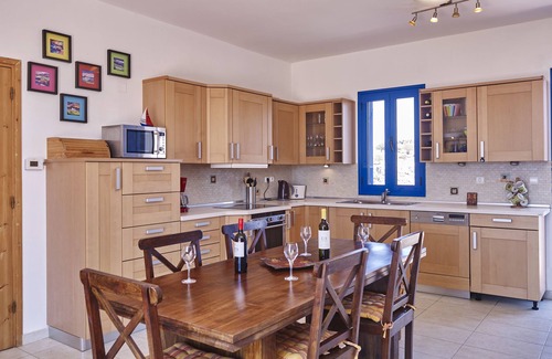 Pefkos Villa | Villa for six. Large pool, sea views, lawned gardens. Near beach and amenities.