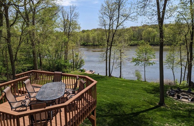 2-Acre Retreat on the Fox River with Spectacular Views & Hot Tub!