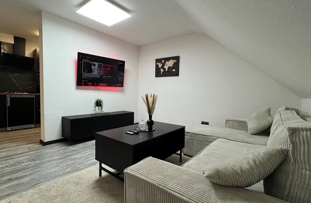 2-room dream apartment, fully furnished, near Frankfurt with private roof terrace