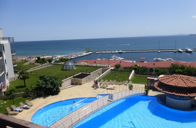 3rd floor apartment with panoramic sea views over bay (Enquire for details).