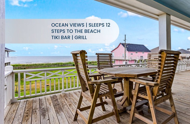 4BR Seaside Escape | Ocean Views, Tiki Bar, Deck & Private Beach Access for Up to 12 Guests