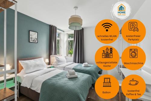 6 Schlafplätze - Zentral, Balkon, Parkplatz, Küche