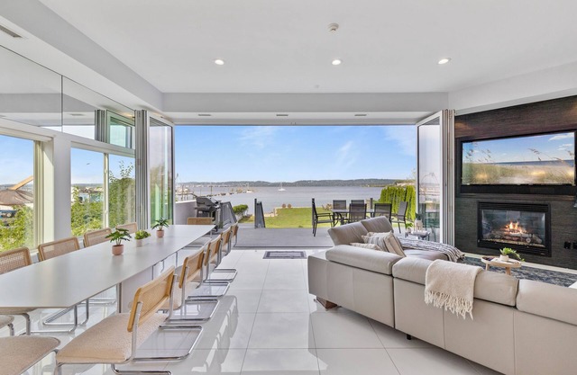 A spectacular contemporary home sits in downtown historic Piermont!