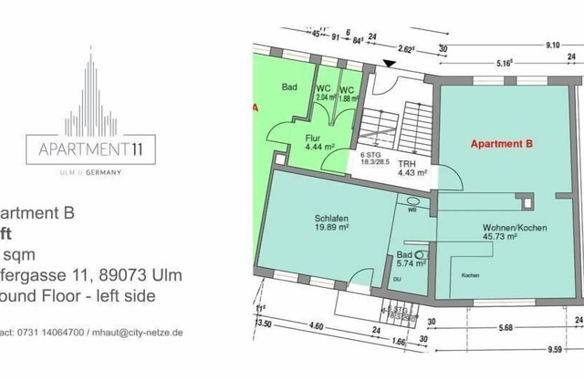Apartment B - Stylish 2 room Loft City Center Ground Floor