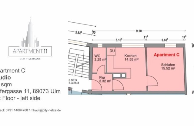 Apartment C - Trendy 1 room Loft City Center 1st floor
