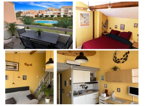 Appt T2, Piscine, la Plage à 130m! Parking privé clos, Lave-linge, Lave-vaisselle, Draps, Linge et Ménage inclus!