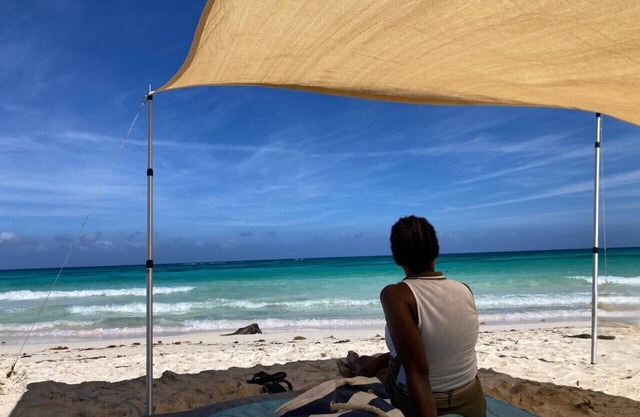 Beachside calm: Footsteps to the sand and sea