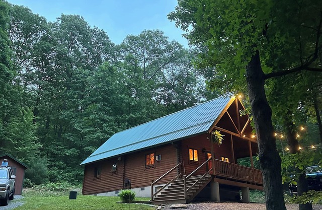 Beautiful cabin in the woods.