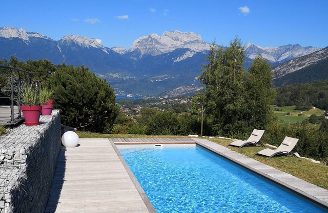 Between Lake & Mountain, Panoramic view with pool.