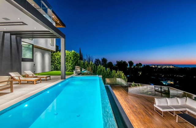 Brand new modern masterpiece in Bel Air with exceptional ocean and city views!